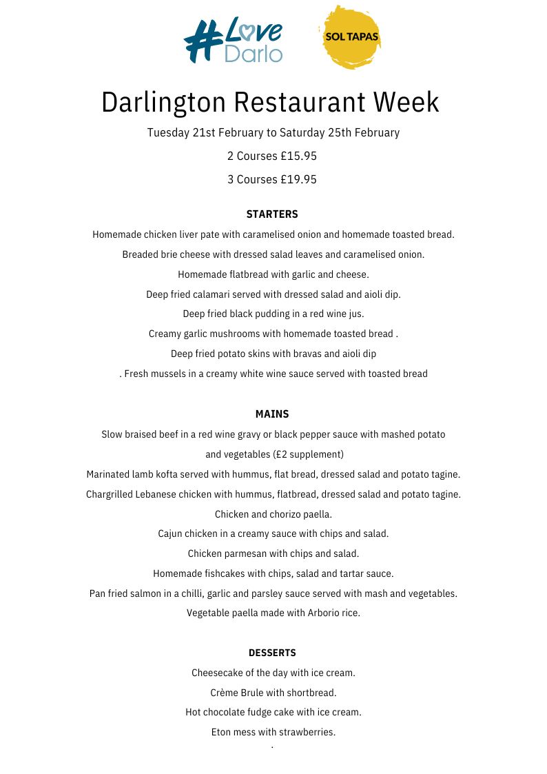 Darlington Restaurant Week 2024 Menu Berni Kellen
